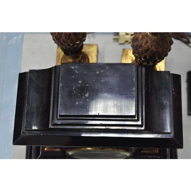 Antique Ansonia Black Mantel Clock With Bronze Coated Columns and Claw Feet For Sale In Philadelphia - Image 6 of 14