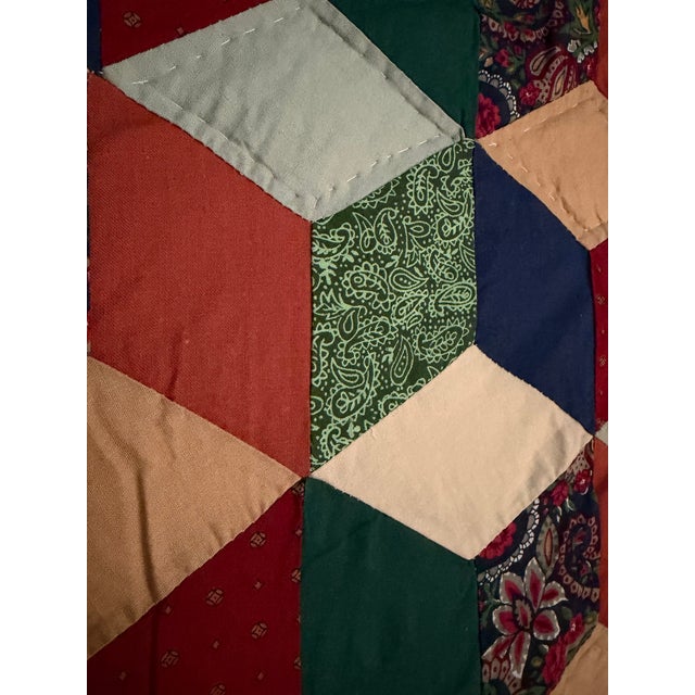 Monumental Tumbling Blocks Quilt Modern Americana Hand-Stitched Contemporary Art For Sale - Image 14 of 16