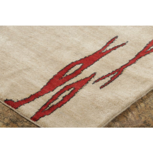 This 3x13 Art Deco pictorial runner features stylized fish motifs in vivid red with charcoal outlines set against an ivory...