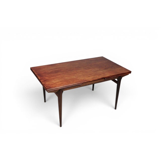 Mid 20th Century 1950s Attributed to Johannes Andersen Jet Age Draw Leaf Dining Table in Rosewood For Sale - Image 5 of 8