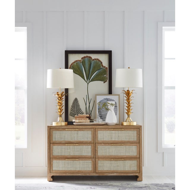 Matthew Izzo Home Carla Cerused Oak, Caned Six Drawer Chest of Drawers With Brass Hardware For Sale In New York - Image 6 of 8