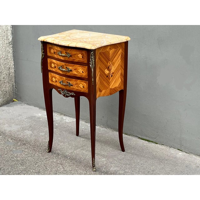 Brown 1940s French Louis XV Style Large Rosewood Side Table Nightstand For Sale - Image 8 of 8
