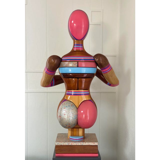 Ms. Bubble by Daniel Meyer Wood and Acrylic Woman Sculpture For Sale - Image 4 of 12