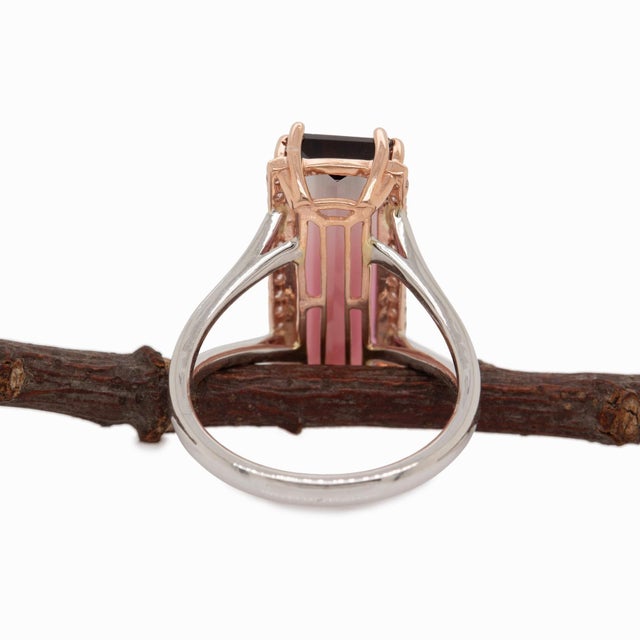 6.4cts Bi-Color Tourmaline Ring With Natural Diamond Accents: Solid 14k Gold, Size 6.75 For Sale - Image 9 of 9