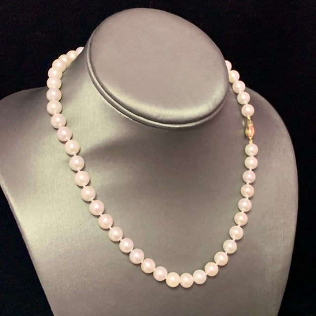Akoya Pearl Necklace 14k Yellow Gold Certified For Sale In New York - Image 6 of 8