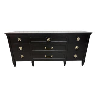 Vintage Henredon Italian Style Black 9-Drawer Dresser For Sale