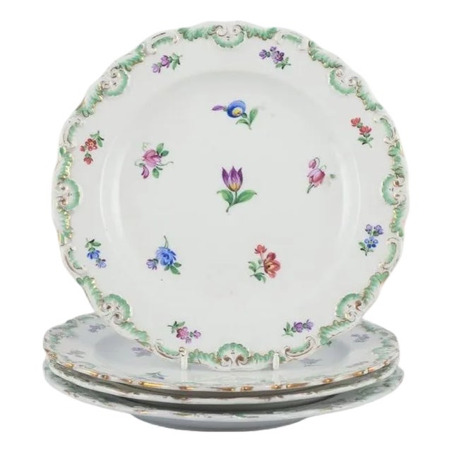 19th Century Antique Porcelain Plates, Meissen, Germany, Set of 4 For Sale