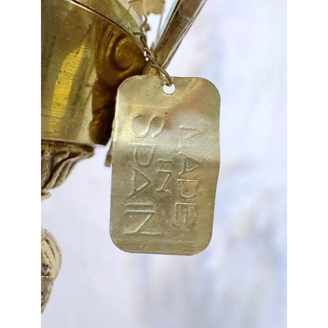 Vintage Bronze Lantern With Etched Glass Panels For Sale - Image 15 of 17