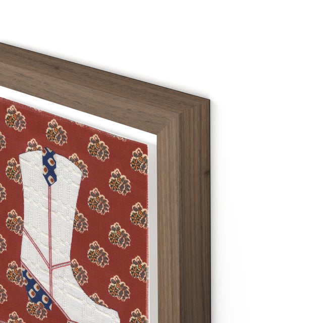 DESCRIPTION: Ruby Claire the Cowboy Boot by Willa Heart in Walnut Frame, Mini Art Print This is a print of a handmade...