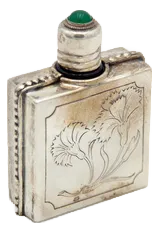 Perfume Bottle with Silver Structure and Engravings