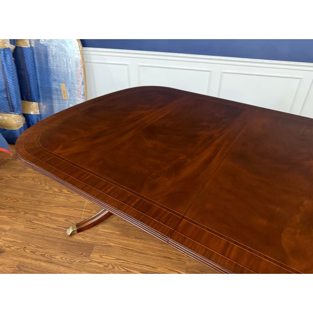 Leighton Hall Furniture Georgian Style Multi-Banded Mahogany Dining Table by Leighton Hall - Showroom Sample For Sale - Image 4 of 18