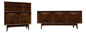 Fully-Refinished Mid Century United Diamond Front Dresser Set