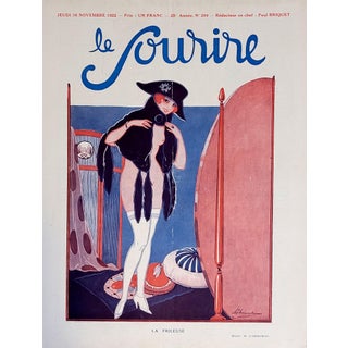 Carlo Chérubini, 1922 "La Frileuse" Le Sourire Cover Print For Sale