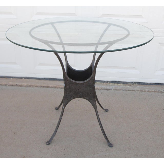 Industrial Late 20th Century Glass Top Industrial French Style Garden Table For Sale - Image 3 of 13