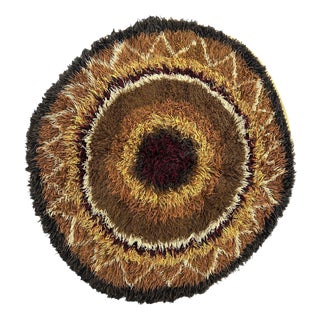 Vintage Scandinavian Swedish Round Rug, 1960s For Sale