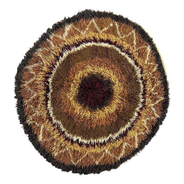 Vintage Scandinavian Swedish Round Rug, 1960s For Sale