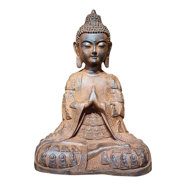Late 20th Century Big Size Old Praying Buddha Statue From China Original Buddhas For Sale
