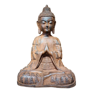 Late 20th Century Big Size Old Praying Buddha Statue From China Original Buddhas