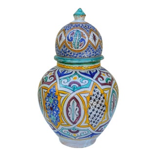 Moorish-Patterned Lidded Vase For Sale