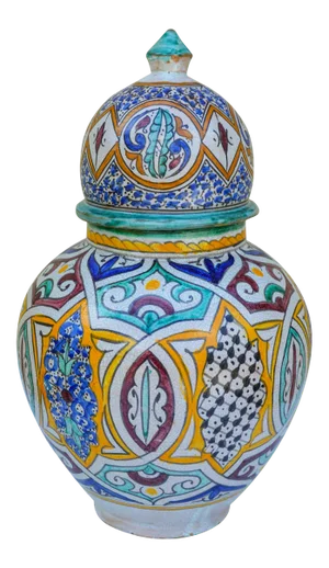 Moorish-Patterned Lidded Vase