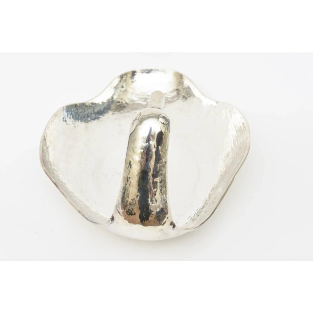 Vintage Hand Hammered Silver Plate Monumental Scalloped Serving Bow With Duck Neck,1980's For Sale - Image 9 of 11