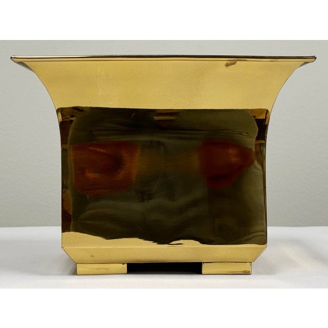 Brass Vintage Postmodern Square Brass Cachepot Planter For Sale - Image 8 of 11