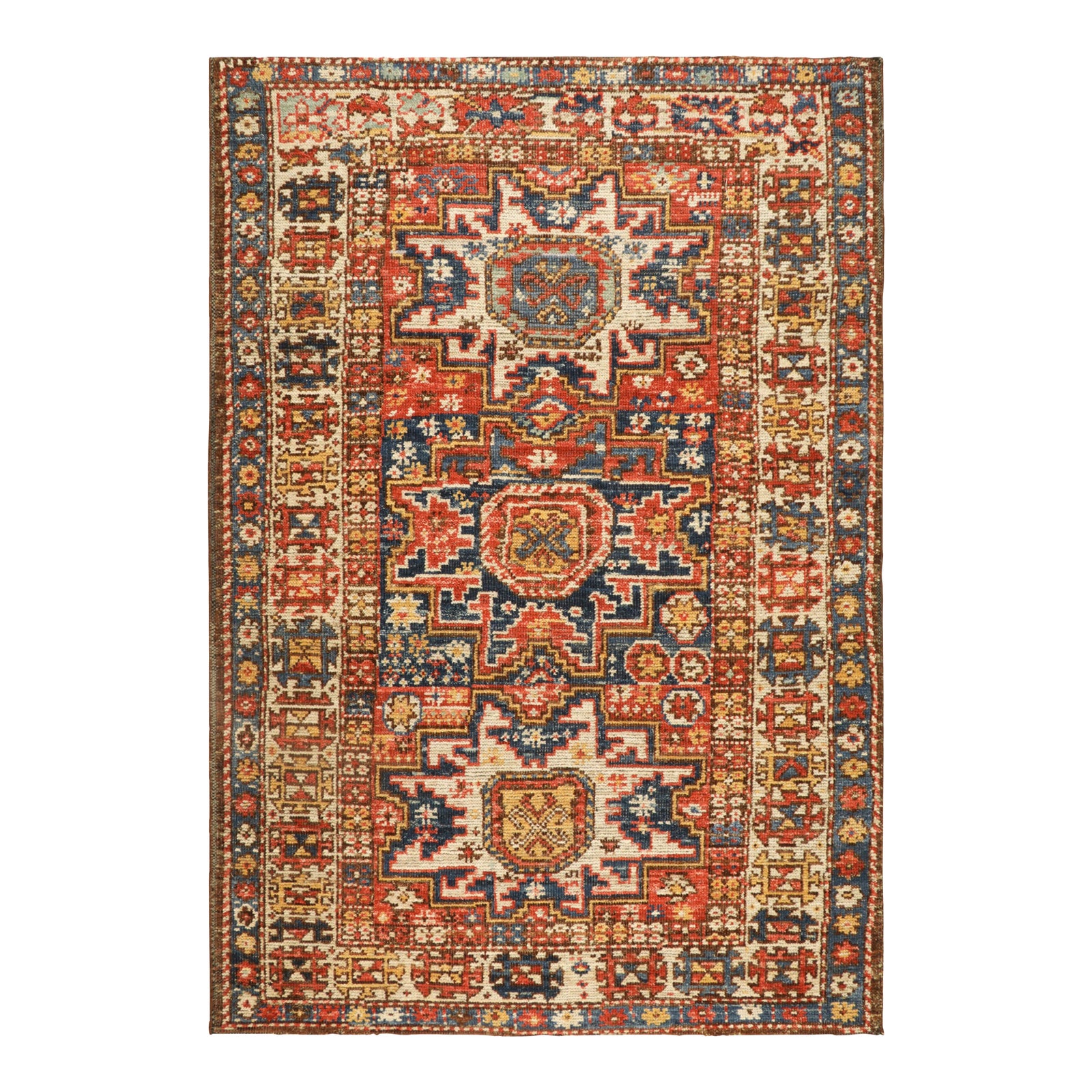 Rug & Kilim’s Caucasian Style Rug in Red With Lesghi Star Medallions ...