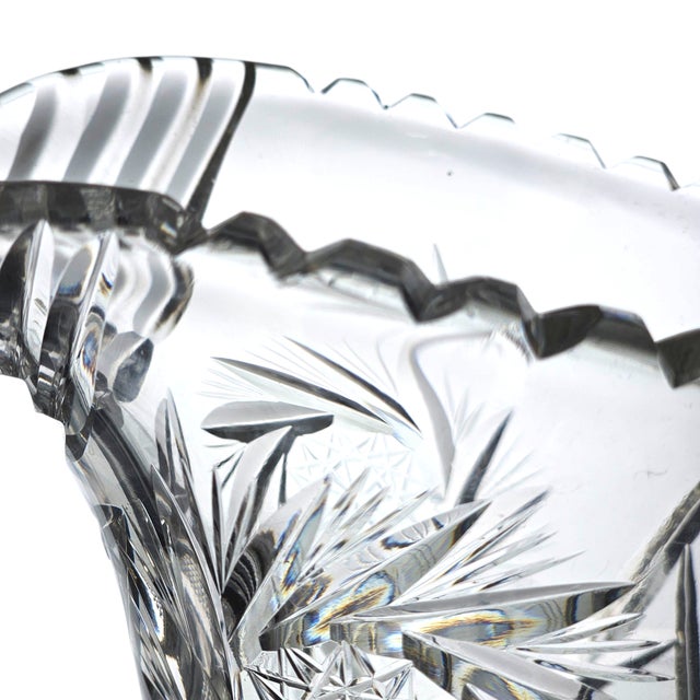 American Brilliant Cut Glass Pitcher Antique Abp Pinwheel Pattern Step Mouth & Hobstar Handle For Sale - Image 11 of 12