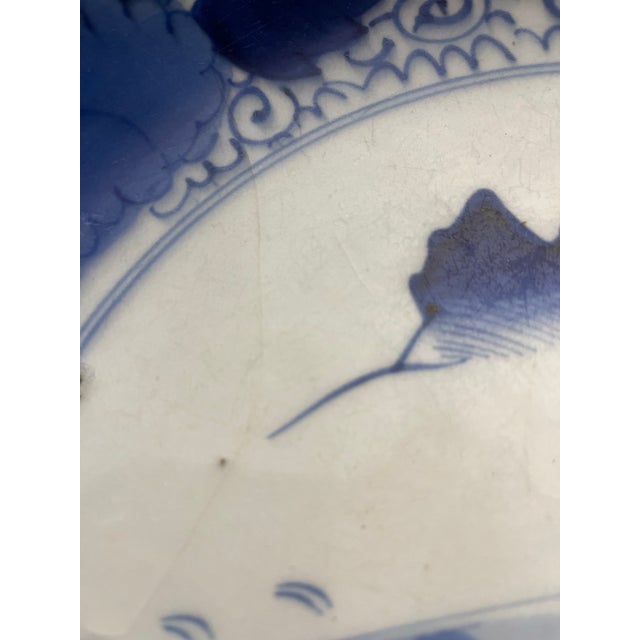 Late Edo Japanese Arita Blue & White Porcelain Charger, Hand-Painted Landscape, Circa 1820–1850 For Sale In Atlanta - Image 6 of 12