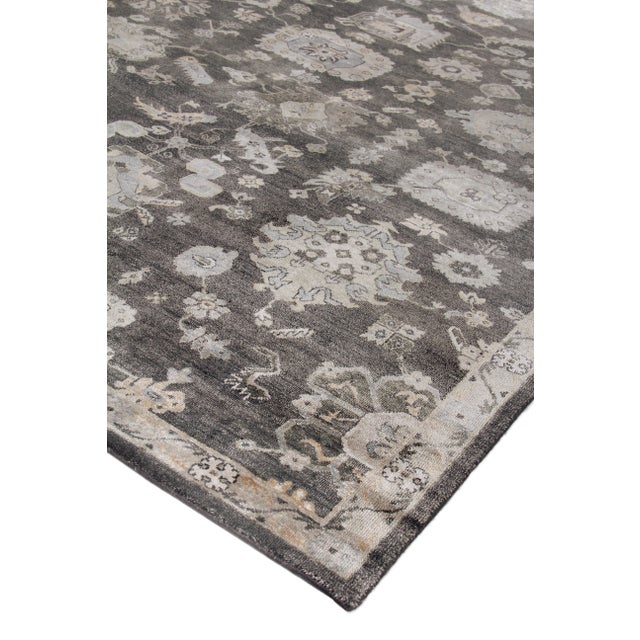 Wood Chester Hand knotted Bamboo/Silk Midnight Rug-8'x10' For Sale - Image 7 of 8