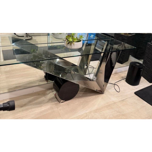 Italian made, cantoni marble, metal, glass unique console/entry table. A true statement piece. Contemporary/ modern