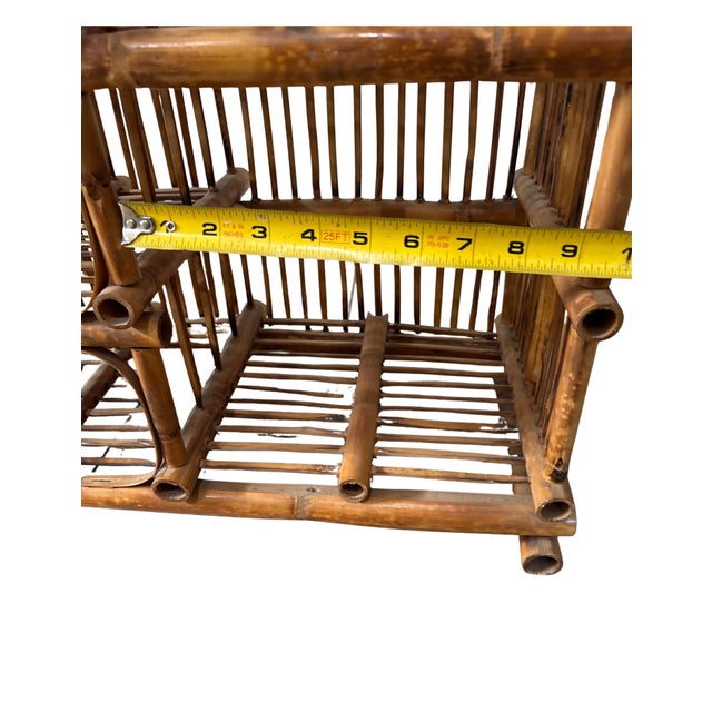 Brown Vintage Bamboo Pagoda Standing Etagere / Bar Display Shelf, Wine Rack, Tiki Display Shelf For Sale - Image 8 of 12