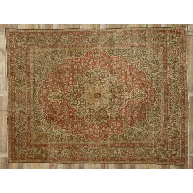 Brick Red Antique Persian Tabriz Rug - 09'00 X 12'00 For Sale - Image 8 of 9
