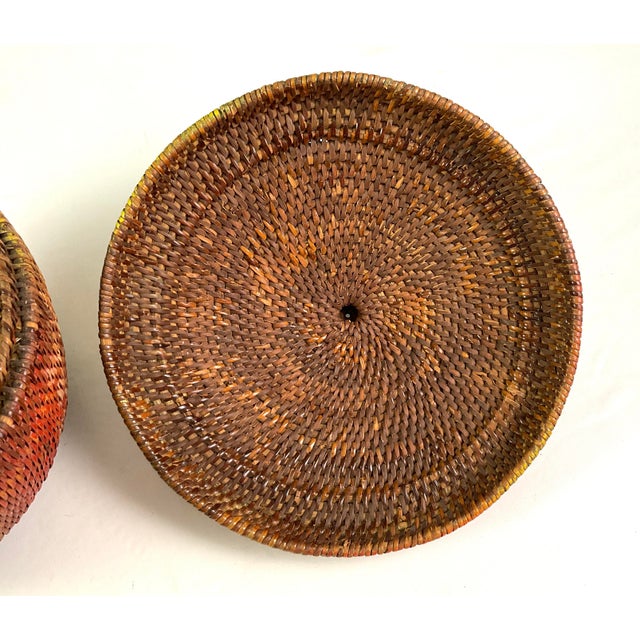 Vintage, Fine Woven, Rattan, Lided Basket Circa 1920s For Sale - Image 6 of 8