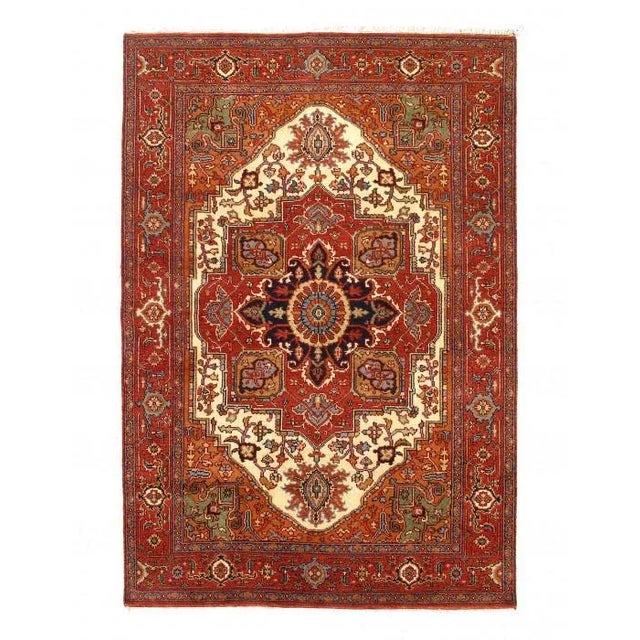 Brick Red Pasargad Rust Fine Hand-Knotted Serapi Design Rug 6' X 9' For Sale - Image 8 of 8