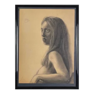 1959 Vintage Female Nude Charcoal Study “Celia”, Framed