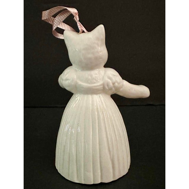 Vintage 2003 White Porcelain Cat/Kitten Ballerina Shaped Bell For Sale In Orlando - Image 6 of 8