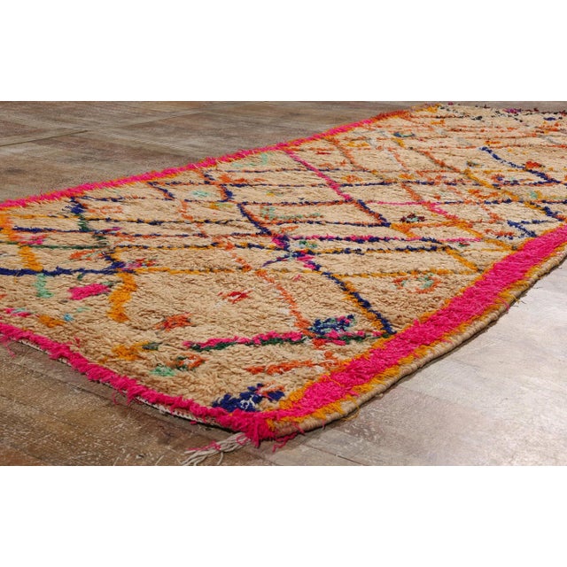 Textile Colorful Vintage Moroccan Azilal Rug - 04'01 X 08'08 For Sale - Image 7 of 9