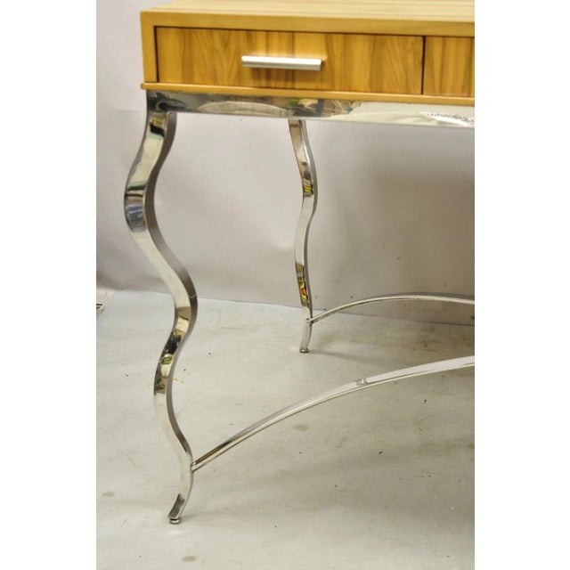Century Furniture Century Furniture Modern Chrome and Zebra Wood Metal Base Desk Table 849-761 For Sale - Image 4 of 12