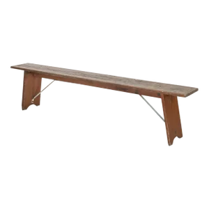 Long 1940s French Metal and Wood Bench
