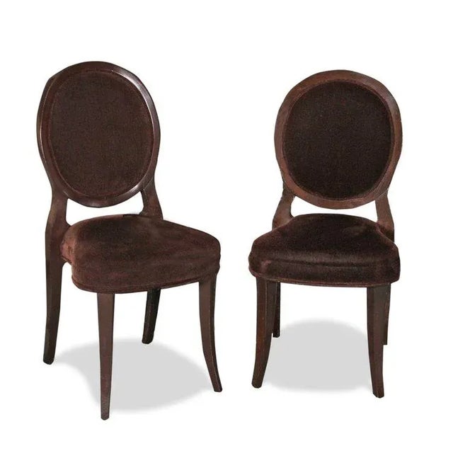Wood Pair of Artistic Frame Traditional Velvet Dining Chairs For Sale - Image 7 of 7