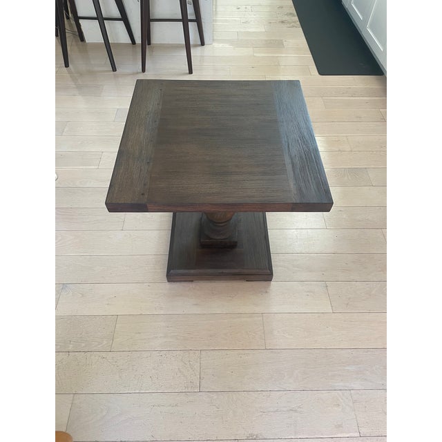 Restoration Hardware (r.h.) English Balustrade Square Side Table - Dark Oak Finish For Sale In Los Angeles - Image 6 of 7