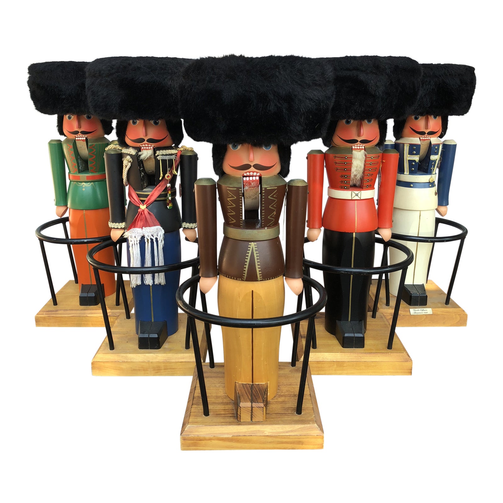 1960s German Nutcracker Bar Stools by Volkmar Matthes Mid CenturySet