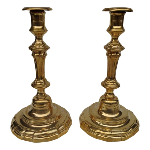 Regency Brass Candlesticks, 1700s, Set of 2 For Sale