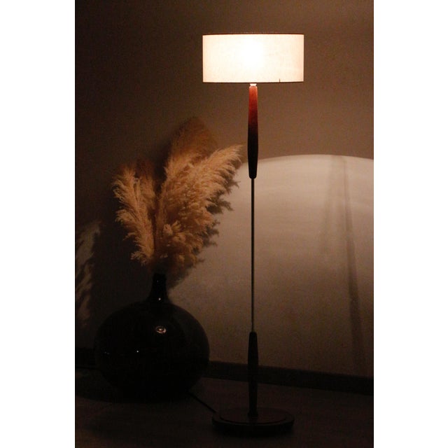 Vintage Scandinavian Light Fixture in Teak, Chrome-Plated Metal and Cotton, 1960s For Sale - Image 12 of 14