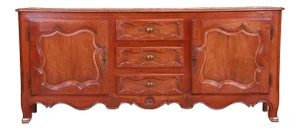Baker Furniture French Provincial Louis XV Carved Walnut Sideboard Credenza or Bar Cabinet