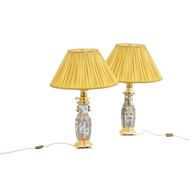 Canton Porcelain and Gilt Bronze Lamps, 1880s, Set of 2 For Sale - Image 12 of 12