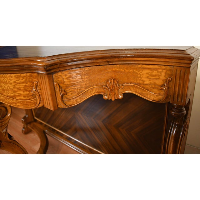 Brown 1890s Antique Victorian Rosewood & Oak Console Table and Mirror Set For Sale - Image 8 of 18