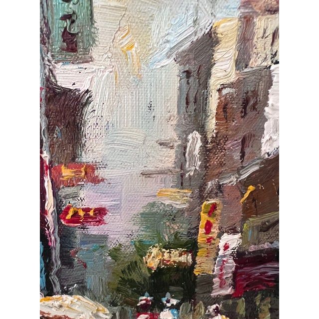 Red Signed Small European Street Scene Oil Painting Impasto City Artwork, Framed For Sale - Image 8 of 11