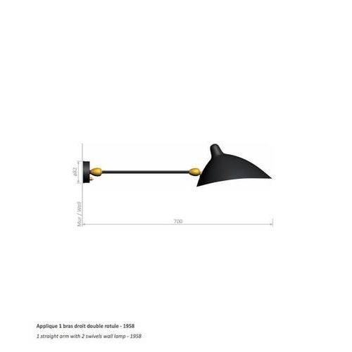 Wall lamp model "one straight arm with two swivels wall lamp" designed by serge mouille in 1958. Manufactured by editions...